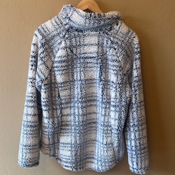 Cozy Blue and White Women's Sweater - Picture 3 of 5